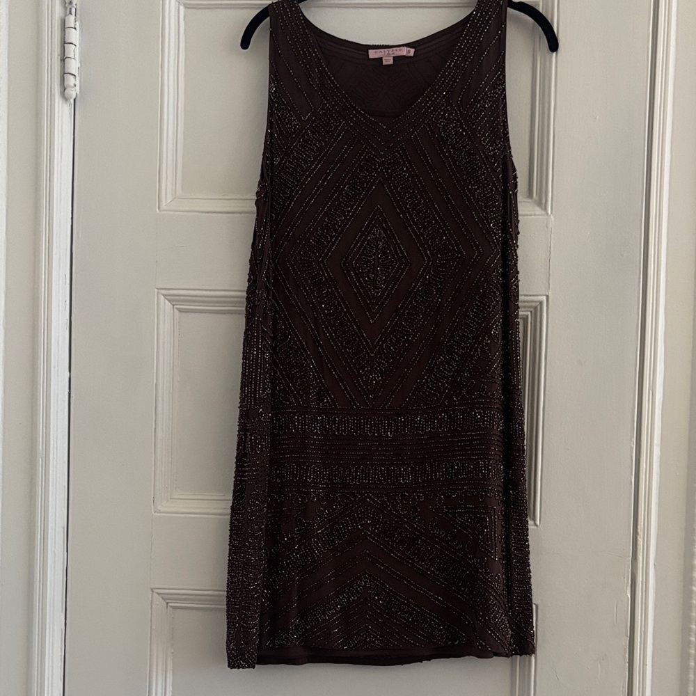 Calypso Elegant Brown Beaded Dress